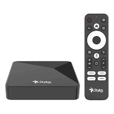 TV Box Stylos STVTBX7B con resolución 4K UHD, sistema Android 14, procesador cuádruple núcleo, conectividad Wi-Fi y HDMI para convertir cualquier TV en smart y correr apps de streaming