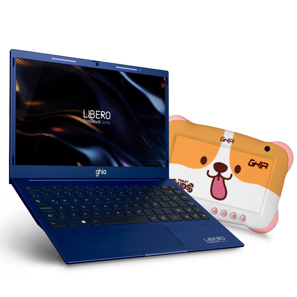 Notebook ghia libero, 14 plug, hd, intel celeron n4020c dual core 1.10 ghz, ram 8gb, ssd 256gb, camara frontal 1.0 mpx, wifi-bt, hdmi, win 11, color navy blue