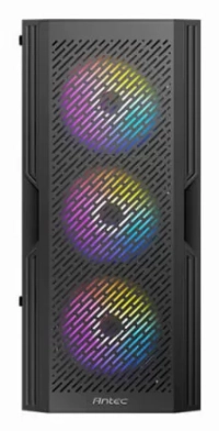 Gabinete antec ax20 elite media torre, ventana lateral cristal, 4x ventiladores rgb, negro