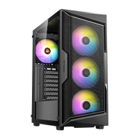 Gabinete antec ax61 elite media torre, ventana cristal, 4x ventiladores 120mm argb, negro