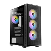 Gabinete antec ax81 elite media torre, ventana de cristal, 4x ventiladores argb 120mm, negro