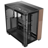 Gabinete antec c8 curve wood, full tower, sin fuente, ventana curva vidrio 4mm, negrotransparentemadera