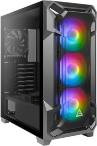 Gabinete antec df600 flux mini torre, ventana cristal, 5x ventiladores instalados, negro