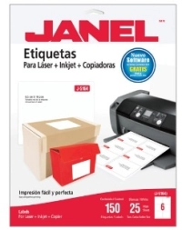 Etiqueta janel 108 carta laser j5164 c/25hjs de 6 etiq.
