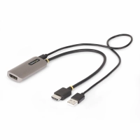 Startech.com cable conversor adaptador activo de 30cm hdmi 2.1 a displayport 1.4 - 8k60hz - alimentado por el bus usb - cable for dispositivo de audiovídeo, portátil, computadora de escritorio, monitor, ultrabook, macbook, chromebook, cargador de pared, computador, tableta - admite hasta7680 x 4320 - gris