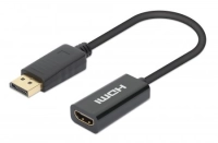 153713 adaptador  displayport macho a hdmi hembra con dongle - negro resoluciones de hasta ultra alta definición (uhd) 4k 60hz