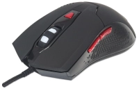 Mouse optico cableado para videojuegos con led manhattan 176071 - alámbrico, juego, óptico, 2400 (ajustable), negro/multicolor