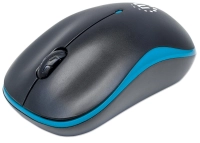 Mouse manhattan 179416 - negro con detalles en azul, 3 botones, rf inalámbrico, óptico, 1000 dpi