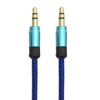Cable de stereo nylon 1mts - 1 m, macho/macho, azul, nylon, auxiliar