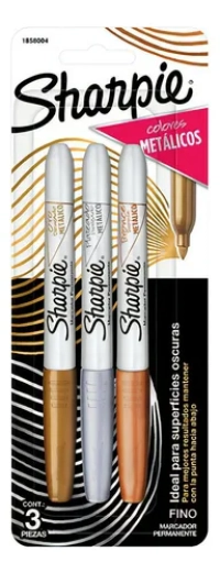 Marcador permanente sharpie metálico blister /3 pzas oro bronce y plata