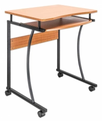 Escritorio manhattan compacto con ruedas bandeja deslizable para teclado color café claro