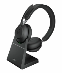 Jabra auriculares evolve2 65link380a ms stereo stand black. certificada con microsoft teams, con conexión usb-a , inlcuye  base de carga