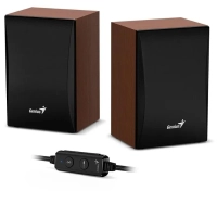 Bocinas genius sp-hf380bt, 3w, bluetooth 5.0, 3.5mm, acabado tipo madera