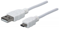 Cable usb,manhattan,324069, v2 a-micro b, bolsa pvc 1.8m blanco