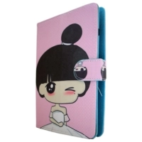 Funda para tableta brobotix 345692 - 7 pulgadas, rosa, vinipiel, universal