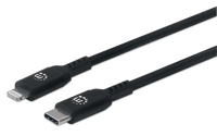 Cable lightning a usb-c 0.5m manhattan 394192 - usb-c, lightning, negro, 0.5 m
