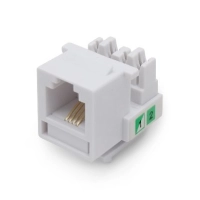 Jack brobotix rj11 cat3, telefonico, blanco.
