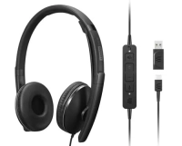 Auriculares lenovo cableado sobre la oreja, sobre la cabeza estéreo - negro - certificación microsoft teams - binaural - cerrado - 2.2kilo ohm - 20hz a 20khz - 178.5cm cable - función de cancelación de ruido ambiente micrófono - usb tipo c
