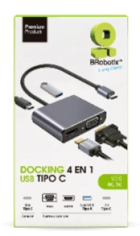 Docking station usb c - 4 en 1, hdmi/usb a/usb c/vga. brobotix 6000687