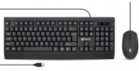 Kit teclado y mouse - alámbrico usb, 1200 dpi, antiderrames, ultra silencioso, en español, negro, brobotix 6007198