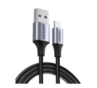 Ugreen 60156, Cable ug- usb a a lightning, 480 mbits, 1 metro, negro, plata