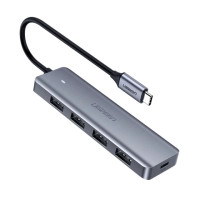 Hub ugreen interfaz usb-c 3.2, 4x usb-a 3.0, 5 gbits, gris
