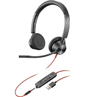 Auriculares poly blackwire 3325 cableado sobre la oreja, sobre la cabeza estéreo - negro - certificación microsoft teams - binaural - supra-aural - 32ohm - 20hz a 20khz - 215cm cable - omnidireccional micrófono - usb tipo a, mini-phone (3.5mm)