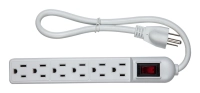 Argos 9700250 - barra multicontactos con supresor de picos  6 tomas aterrizadas  uso interior  color blanco  110-125v ac  1875w