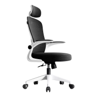 Silla acteck flux base ec343hr  ergonomica  max 100 kg  reposabrazos abatible  reposa cabezas ajustable  material transpirable  mecanismo tipo mariposa  blanco - negro  ac-943321