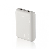 Power bank argomtech c12 ultracompacto 12000mah  2 puertos 2.1a/2a color blanco
