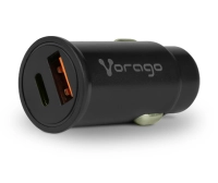 Cargador para auto vorago au-305-bk tipo c pd 20w y usb a quick charge 3.0 negro