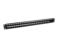 Panel de conexión red nexxt solutions para rack de 24 puertos keystone jack rj45 esmalte negro