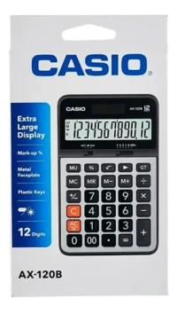 Calculadora de escritorio casio ax-120b 12 digitos pantalla extra grande doble alimentacion de bateria