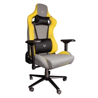 Silla thunder tour balam rush gamer tela reclinable 90-180 piston clase 4 reposabrazos 4d dark-light edition gris/amarillo