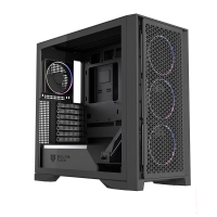 Gabinete gamer balam rush carbono polar twin mate 9900 / media torre / atx - m-atx - itx / ventiladores incluidos / iluminacion argb / soporte para enfriamiento liquido y aire / negro / br-941457