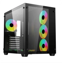 Gabinete gamer balam rush tank majestic 6600 / media torre / atx - micro atx - itx / ventiladores argb / cristal templado / soporte p/ tarjeta grafica 330 mm / dual chamber / negro / br-941525