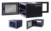 Gabinete para montaje en pared se 6 u.r. color negro texturizado.