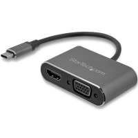 Adaptador usb-c a vga y hdmi - 2en1 - 4k 30hz - gris espacial - adaptador de video externo usb tipo c - startech.com mod. cdp2hdvga