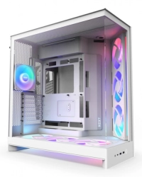 Gabinete nzxt h9 flow rgb+, midi tower, sporta e-atx, atx, micro-atx, mini-itx, fuente no, blanco