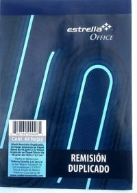 Block de remisión estrella 0658. 44 hojas. tamaño media esquela. con duplicado.