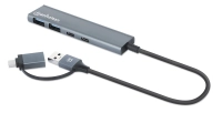 Hub/manhattan/181075/hub de 4 puertos usb 3.2, 2 usb-a y 2 usb-c, conector adaptable de usb-a a usb-c Hub/manhattan/181075/hub de 4 puertos usb 3.2, 2 usb-a y 2 usb-c, conector adaptable de usb-a a usb-c