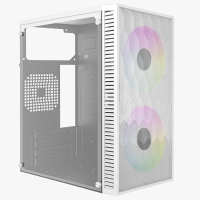 Gabinete acteck fuji gc470 / mini torre / micro atx , mini itx / fuente 500w / incluye 2 ventiladores 120 mm / panel izq acrilico + frente mesh / blanco / ac-939515