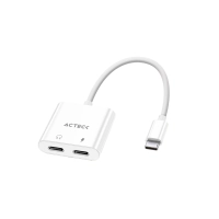 Adaptador usb c 3.1 a 2 usb c shift plus aa415 acteck advanced series adaptador de audio y carga simultáneamente macho a 2x hembra