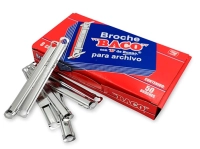 Broche económico metálico baco b-082 14962. ancho de 8 cm. caja con 50 broches. ajustable.