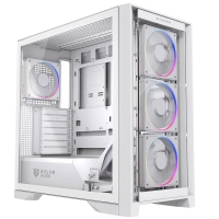 Gabinete gamer balam rush carbono polar twin mate 9900 / media torre / atx - m-atx - itx / ventiladores incluidos / iluminacion argb / soporte para enfriamiento liquido y aire / blanco / br-941464