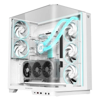 Gabinete gamer balam rush tank expert curve 7800 / media torre / atx - micro ax - itx / cristal templado / soporte p/ tarjeta de video / dual chamber / ventiladores argb / blanco / br-941563