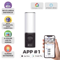 Cámara de seguridad 4mp (lc3) wall-light / ip65 / detección de personas mediante ia / visión nocturna a color / comunicación bidireccional / memoria emmc d