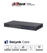 Switch poe de 18 puertos/ 16 puertos poe 10/100/ 2 puertos uplink 10/100/1000 + 2 puertos sfp/ 135 watts totales/ administrable en la nube por dolynk care/