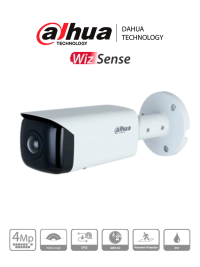 Dahua ipc-hfw3441t-as-p - cámara ip bullet panorámica resolución de 4 mp/ lente 2.1 mm/ ∢ 180°/ ir 20 mts/ia wizsense/ starlight 