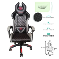 Silla gamer inclinacion respaldo 145° clase 4 140-150kg ngs-01 foam 350mm 63cm*64cm*121-131cm rueda 5 pulgadas cojin lumbar y cabeza gris/rojo Silla gamer inclinacion respaldo 145° clase 4 140-150kg ngs-01 foam 350mm 63cm*64cm*121-131cm rueda 5 pulgadas cojin lumbar y cabeza gris/rojo